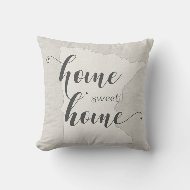 Minnesota - Home Sweet Home burlap-look Cushion (Front)