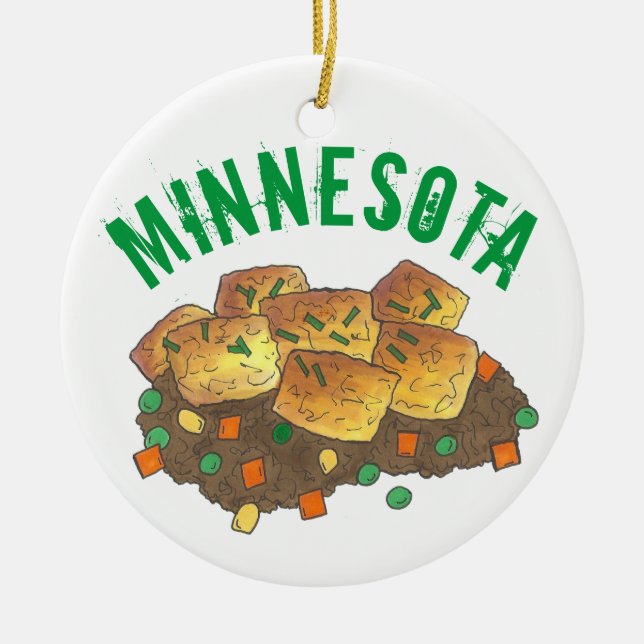 Minnesota Hot Dish Tater Tot Casserole Foodie Ceramic Tree Decoration (Front)