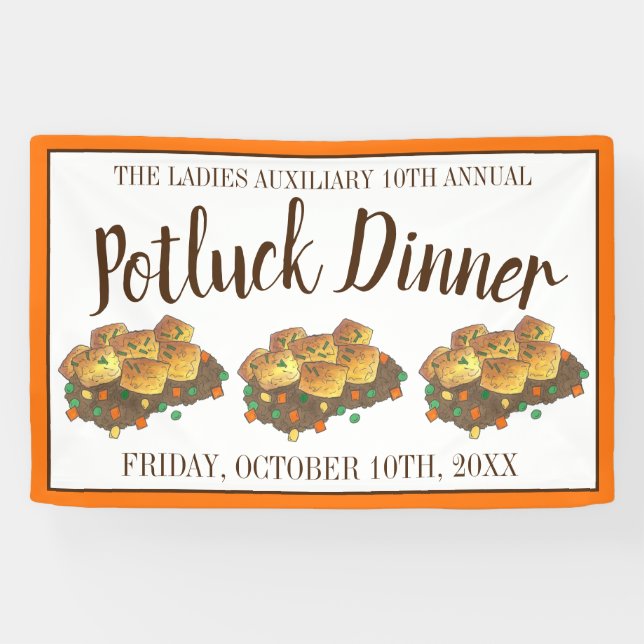 Minnesota Hot Dish Tater Tot Casserole Potluck Banner (Horizontal)