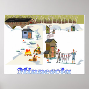 Minnesota Ice Fishing Print