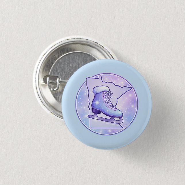 Minnesota Ice Skating Blue & Purple 3 Cm Round Badge (Front & Back)