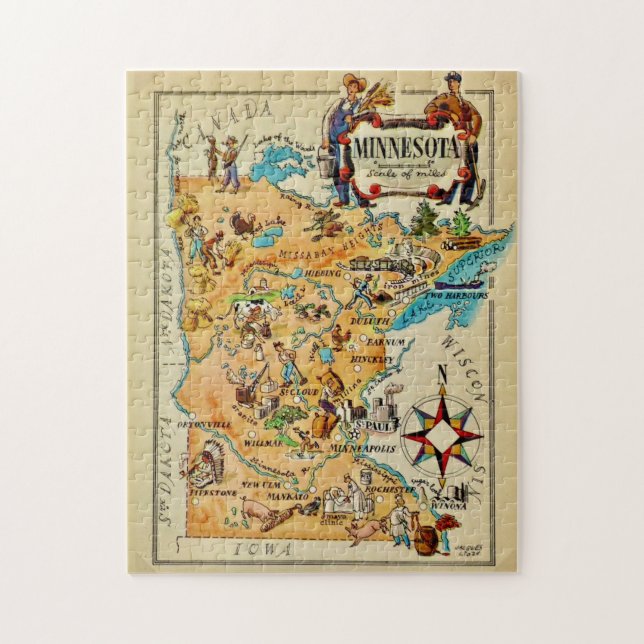 Minnesota Illustrated Map Jigsaw Puzzle (Vertical)