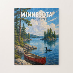 Minnesota Illustration Travel Art Vintage Jigsaw Puzzle