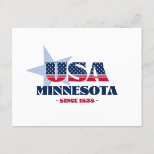 Minnesota in Red, White, and Blue Postcard