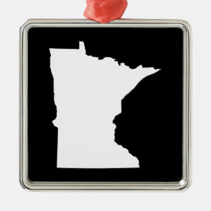 Minnesota in White and Black Metal Tree Decoration