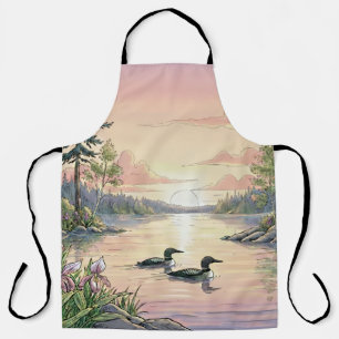 Minnesota Lake Sunset with Loons, Apron