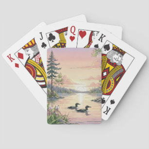 Minnesota Lake Sunset with Loons, Playing Cards