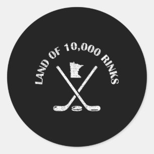Minnesota Land Of 10000 Rinks Ice Hockey State Classic Round Sticker