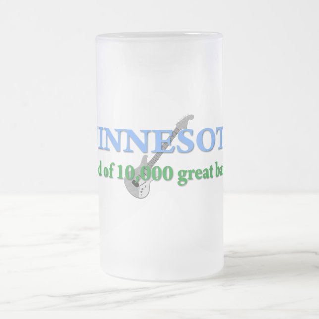 Minnesota - Land of 10,000 Bands Frosted Glass Beer Mug (Center)