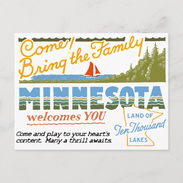 Minnesota - Land of Ten Thousand Lakes Postcard (Front)