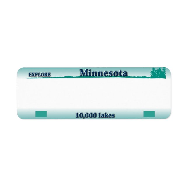 Minnesota License Plate Address Label (Front)