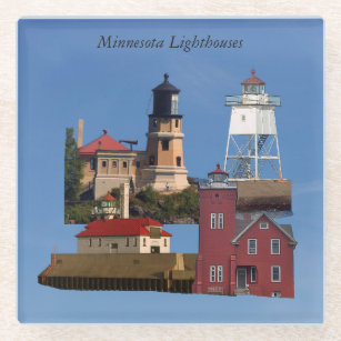 Minnesota Lighthouses glass coaster