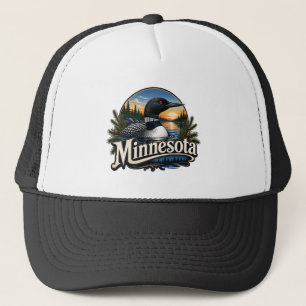 Minnesota Loon Bird Nature Art Trucker Hat