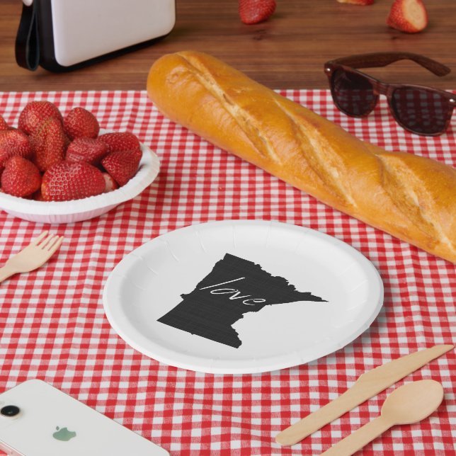 Minnesota Love Chalkboard Minnesotan Paper Party Paper Plate (Picnic)