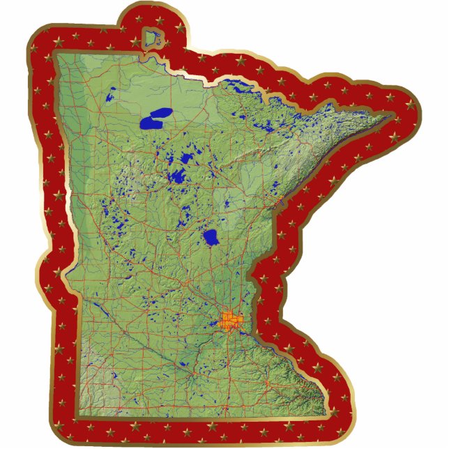 Minnesota Map Christmas Ornament Cut Out (Front)