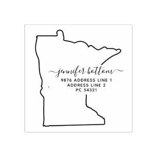 Minnesota map Family return address Rubber Stamp
