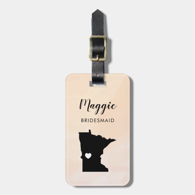 Minnesota Map Luggage Tag, Wedding Party Welcome Tag (Front Vertical)