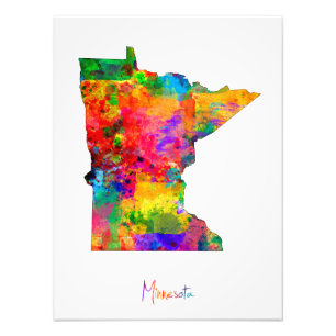 Minnesota Map Photo Print