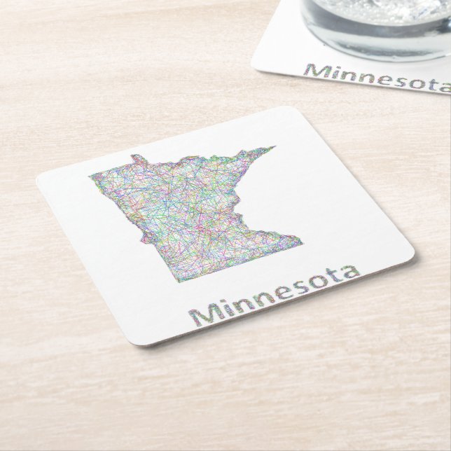 Minnesota map square paper coaster (Angled)