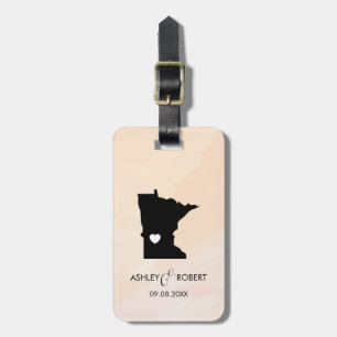 Minnesota Map Wedding Luggage Tag, Couple's Name Tag
