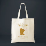 Minnesota Map Wedding Welcome Bag, Gold Tote Bag<br><div class="desc">Wedding weekend welcome gift bag for out of town guests to your wedding,  featuring image of Minnesota,  with heart you may place at the precise location. Fill tote with your favourite goodies.</div>
