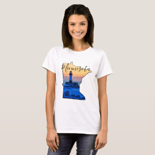Minnesota Map with Lighthouse T-Shirt