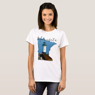 Minnesota Map with Lighthouse T-Shirt