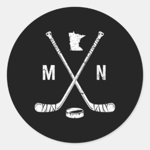 Minnesota Mn Ice Hockey Sticks Sports Team Fan Classic Round Sticker