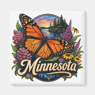 Minnesota Monarch Butterfly and Wildflowers Magnet