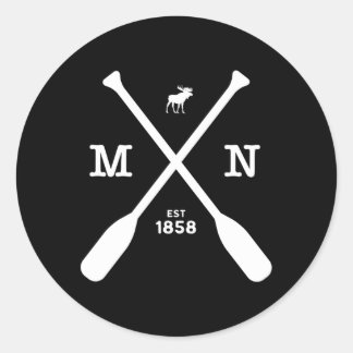 Minnesota Moose And Paddles 1858 Midwest Classic Round Sticker