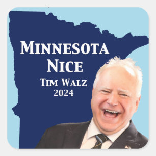 Minnesota Nice Tim Walz Square Sticker