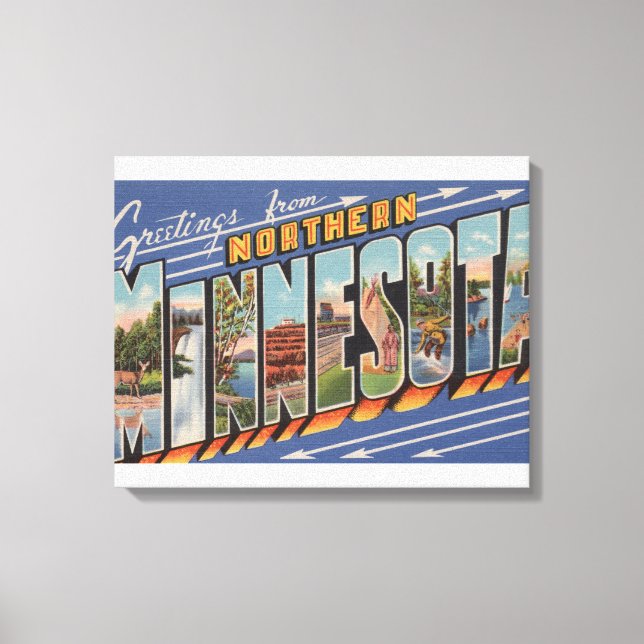 Minnesota (Northern) - Large Letter Scenes Canvas Print (Front)