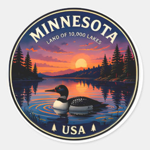 Minnesota Northwoods Lake Country Travel Classic Round Sticker
