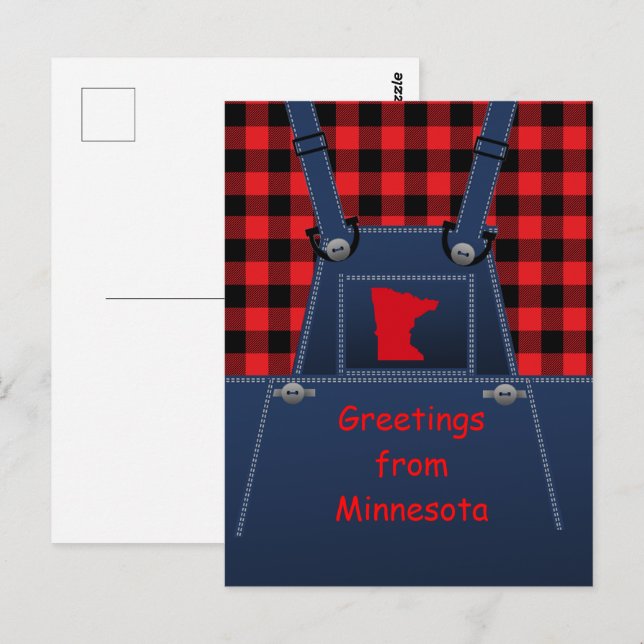 Minnesota Overalls Buffalo Plaid Postcard (Front/Back)