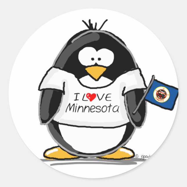 Minnesota penguin classic round sticker (Front)