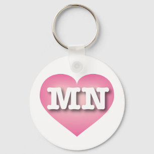 Minnesota Pink Fade Heart - I love MN Key Ring