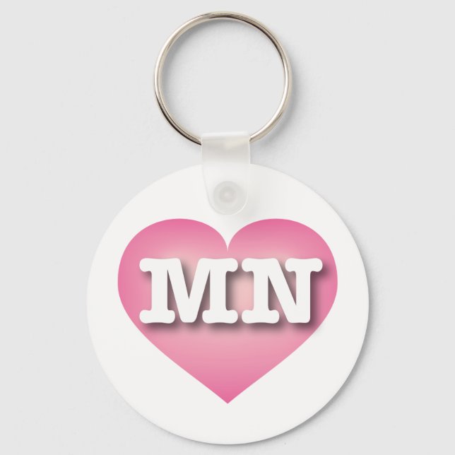 Minnesota Pink Fade Heart - I love MN Key Ring (Front)