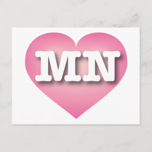 Minnesota Pink Fade Heart - I love MN Postcard