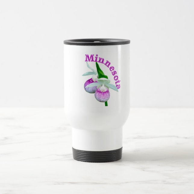 Minnesota Pink Lady Slipper Travel Mug (Center)