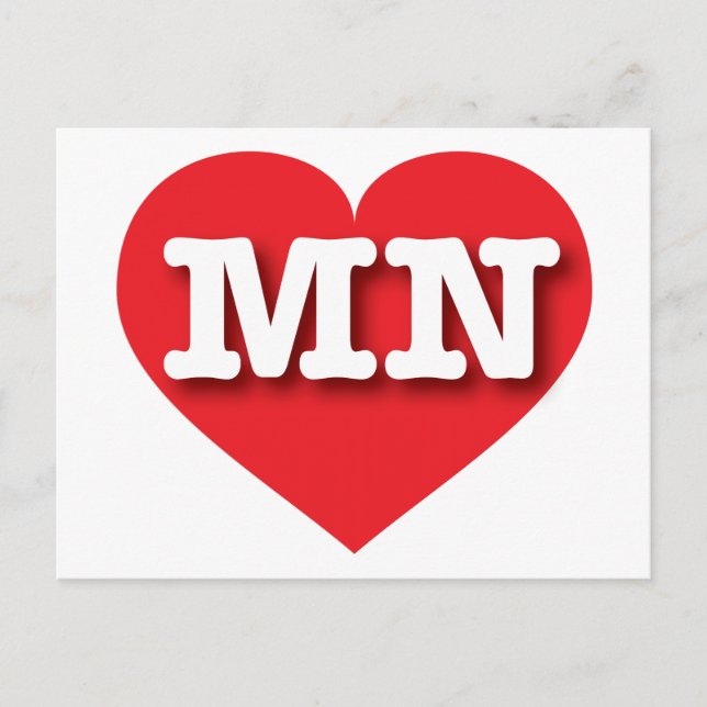 Minnesota Red Heart - I love MN Postcard (Front)