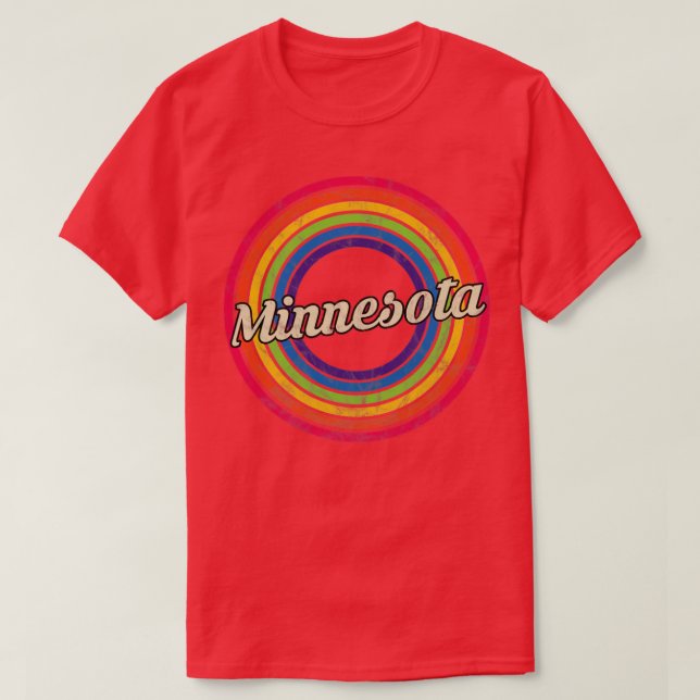 Minnesota Retro Rainbow FadedStyle T-Shirt (Design Front)