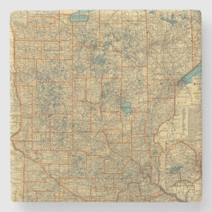 Minnesota road map stone coaster