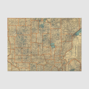Minnesota road map tissue paper