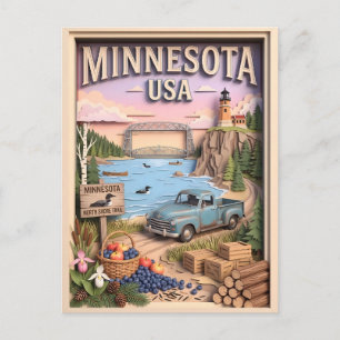Minnesota Road Trip North Shore Lake 3D Textured Postcard