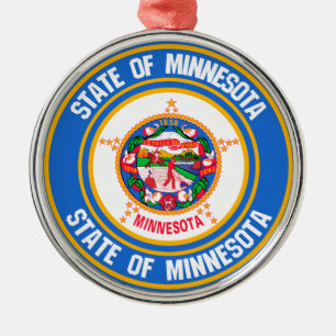 Minnesota Round Emblem Metal Tree Decoration