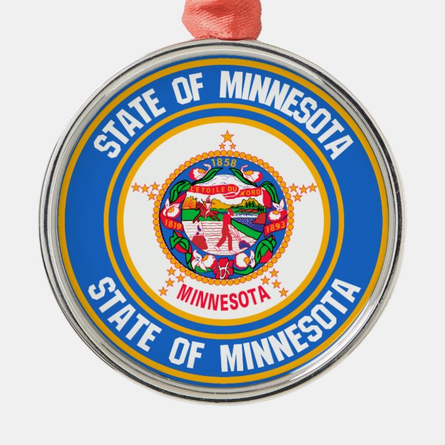 Minnesota Round Emblem Metal Tree Decoration (Front)