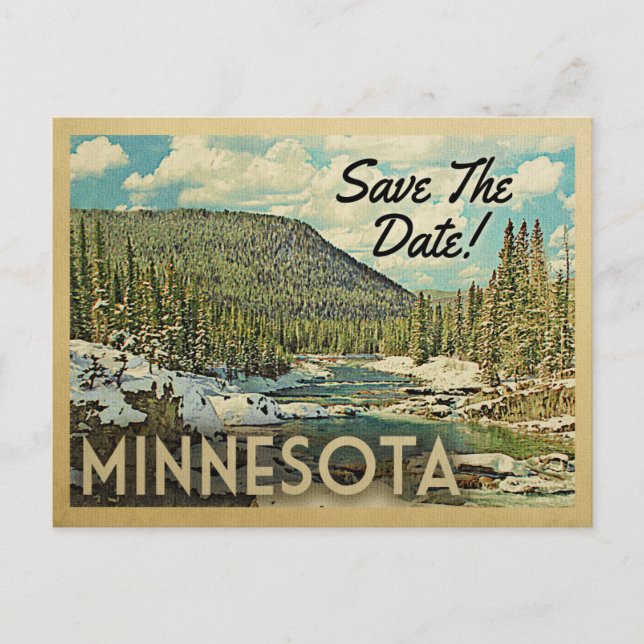 Minnesota Save The Date Mountains River Snow Announcement Postcard (Front)