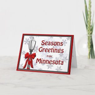 Minnesota Seasons Greetings Lamp Snowflake Holiday Card