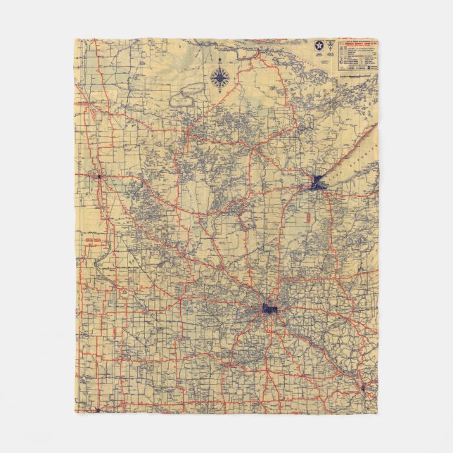 Minnesota standard map fleece blanket (Front)