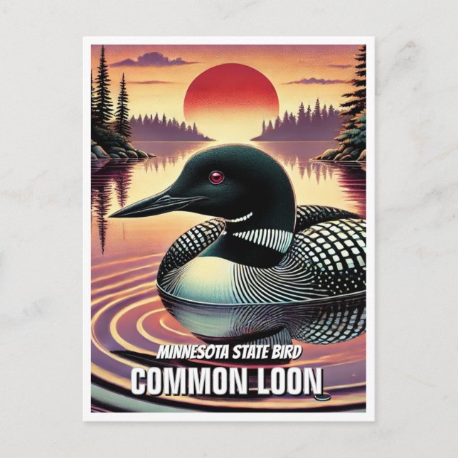 Minnesota State Bird Common Loon Postcard (Front)